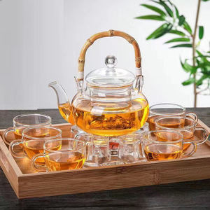 En gros Pas Cher Chinois Bambou Poignée Faisceau Pot pour 6-8 Personne <span class=keywords><strong>Théière</strong></span> En Verre avec Passoire En Verre - Product Image 5