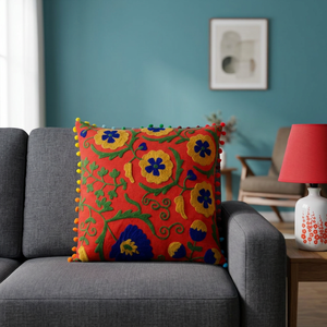 Machinery Print Kantha Flower <b>Cushion</b> Cover New Ethnic Home Decor with Foam <b>Filling</b> Woven Style Outdoor Pillows & Positioners - Product Image 3