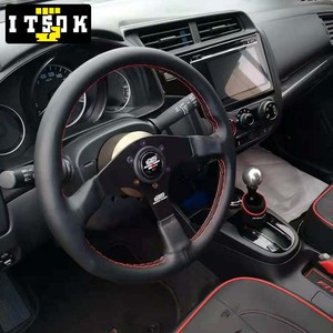 Auto 14inch 350mm Vera Pelle Volante Rosso Cuciture Piatte Ha Parlato Alla Deriva Da Corsa Auto JDM Tuning Rally Modificare per <span class=keywords><strong>Mugen</strong></span> - Product Image 6