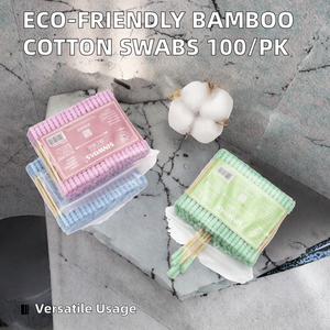 Bastoncini di bambù eco-friendly a doppia testa a spirale 100/confezione bastoncini di cotone colorati/bastoncini di cotone/punte di cotone per la cura personale - Product Image 4
