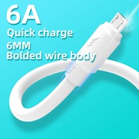 Kabel Data Micro-USB TPE Pengisian Cepat Pintar 120W 3A Arus Besar 1 Meter