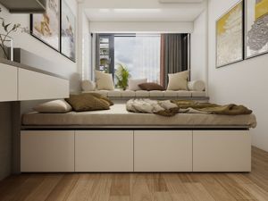 Lit tatami compact en bois massif moderne avec un design doux pour des meubles gain de place dans les appartements étudiants et les micro-appartements - Product Image 3