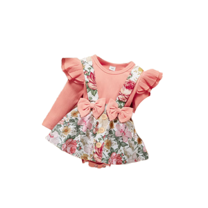 <span class=keywords><strong>2022</strong></span> mode nouveau-né enfant en bas âge bébé filles vêtements ensembles fleur imprimer à manches courtes barboteuse haut nœud Shorts bandeau 2 pièces tenue ensemble - Product Image 1