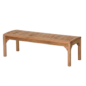 Banco de teca minimalista moderno sin respaldo Qirana Furniture de 150 cm, duradero, ecológico, para uso en exteriores, gimnasios, hoteles y piscinas. - Product Image 1