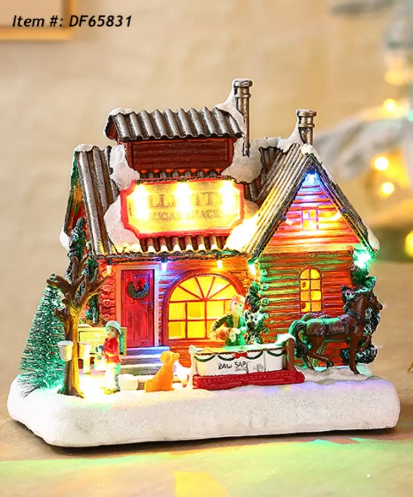 Winter Wonderland Animated Musical Centerpiece Best Christmas Decorative Lighted Village Sets Christmas LED Sugar Shack w Music