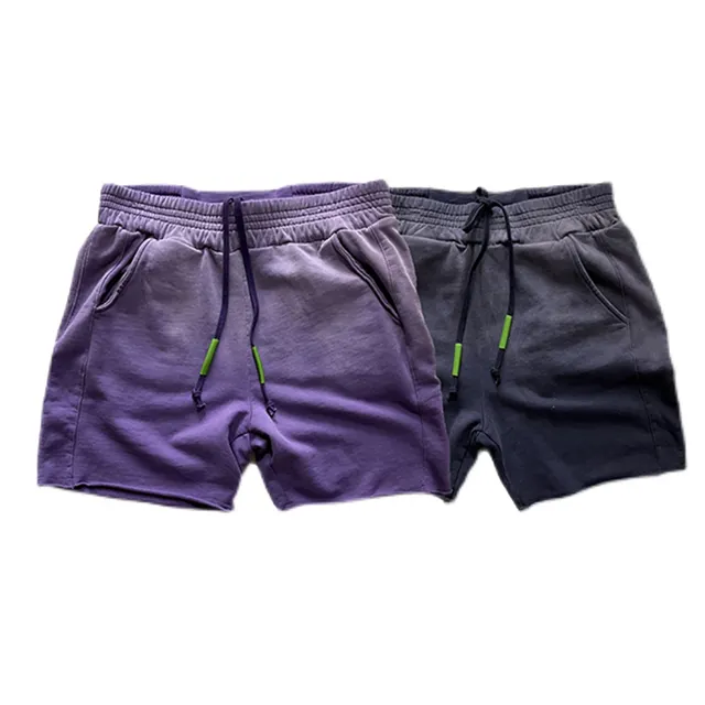 vintage wash cotton spandex custom jogging shorts for men