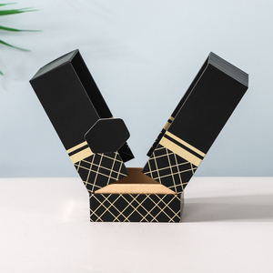 Boîte en carton rigide gris personnalisée à double porte, estampage à chaud, gaufrage UV, emballage cosmétique écologique, vide, pour parfum - Product Image 1