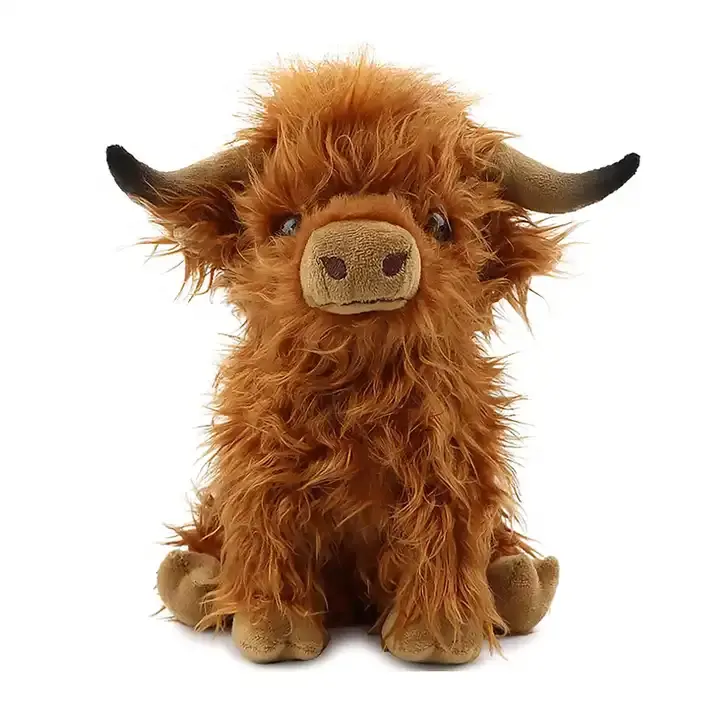 2024 नए डिजाइन पेशेवर उच्च गुणवत्ता 25 सेमी हाइलैंड गाय नरम खिलौना प्लसी अनुकूलित शुभंकर कंपनी लोगो पशु प्लग खिलौने