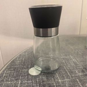 Ensemble moulin à poivre manuel rotatif en acier inoxydable, avec mouvement en céramique, en verre et métal, pour assaisonnement, couleur noire, idéal pour le barbecue occidental - Product Image 4