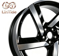 Nueva Llanta de Aleación Forjada de 5 Radios en Negro Brillante con Cara Plateada Mecanizada, 5 Birlos, Duradera, ET de 25mm para Audi, Mercedes, Tesla
