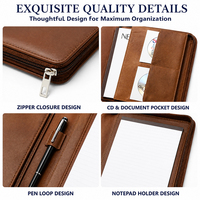 Porte-documents à fermeture éclair A4 en cuir pour affaires, avec compartiment pour écouteurs et téléphone, idéal pour cadeaux, fêtes, voyages, personnalisable avec logo, pour l'école et le bureau