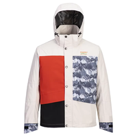 Veste matelassée de haute qualité imprimée en service OEM, veste de snowboard d'hiver pour homme, col montant, fermeture éclair