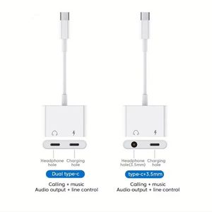 High Quality <b>Type</b> <b>C</b> Earphone Adapter 2 in 1 <b>USB</b> <b>Type</b> <b>C</b> to 3.5MM Headphones Jack Audio Adapter Cable Converter - Product Image 2