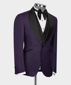 Trajes morados hechos a medida para hombre para boda Slim Fit novio esmoquin fiesta graduación Blazer 3 piezas <span class=keywords><strong>traje</strong></span> Formal - Product Image 3