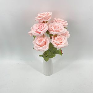 Offre Spéciale – Bouquets de Roses Artificielles Effet Vieilli en Soie, 7 Têtes, Rose, Champagne, Vert pour Mariage, Célébration, Décoration de Couloir - Product Image 4