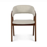 Fauteuil de Salle à Manger Moderne JP Rembourré en Noyer Massif, Chaise en Bois et Tissu pour Salle à Manger