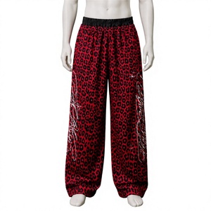 Pantalones Deportivos Anchos con Estampado de Leopardo Rojo Personalizados para Hombre, Estilo Y2K, Holgados, con Diseño Gráfico, Joggers Hip Hop, Pantalones Deportivos Sueltos - Product Image 1