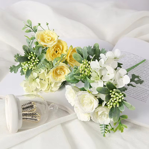 Ramo de <span class=keywords><strong>Flores</strong></span> Artificiales de Seda para Boda, Decoración de Interiores para el Hogar, <span class=keywords><strong>con</strong></span> Plantas Verdes, Temporada 4, Cabezas de Rosa Marí<span class=keywords><strong>a</strong></span> - Product Image 2