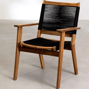 Modern Wooden Dining <b>Chair</b> With Black Rope <b>Back</b> And Seat Scandinavian Design Home Furniture Stable Structure - Product Image 1