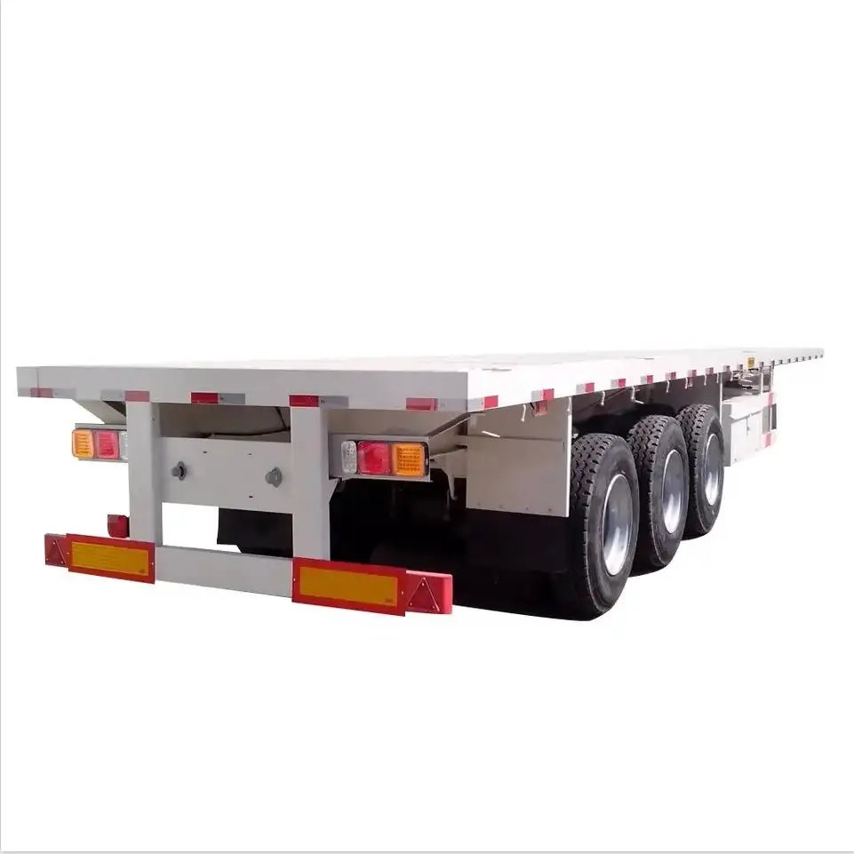 China famous Manufacturer supply 3 axle flatbed trailers 40ft for sale load 40 ton container carrier platform semi trailer