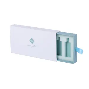 custom logo design skin care set packaging paper sliding drawer box with sponge insert