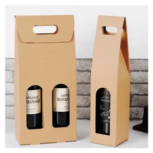 Boîte d'emballage de vin en carton ondulé bon marché, Logo personnalisé imprimé, emballage de vin cadeau Portable