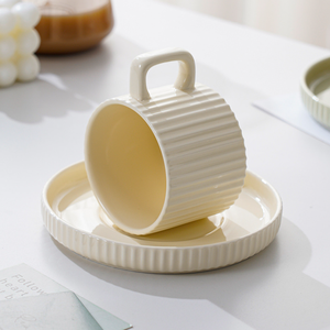 Professional Factory Customised Porcelain <b>Tea</b> <b>Cup</b> Saucer Nordic Vertical Pattern High Aesthetic Value <b>Turkish</b> Europe - Product Image 6