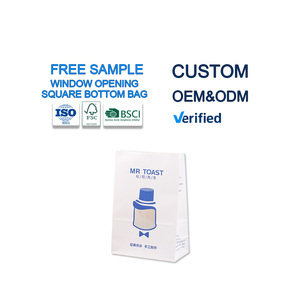 Bolsa <span class=keywords><strong>grande</strong></span> <span class=keywords><strong>de</strong></span> papel Kraft para pan con ventana frontal transparente Lata Tie Tab Lock Coffee Cookie Treat Brown Bakery Bolsas <span class=keywords><strong>de</strong></span> embalaje - Product Image 1