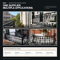 Rampe de balcon modulaire en aluminium style fer forgé sur mesure pour villa de luxe, hôtel, design classique, revêtement poudré