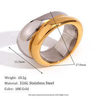 Gravierte Valentinstag Schmuck Geschenk 18 Karat Gold Mode Frauen Edelstahl Ring Chunky Geometric Ring für Frauen