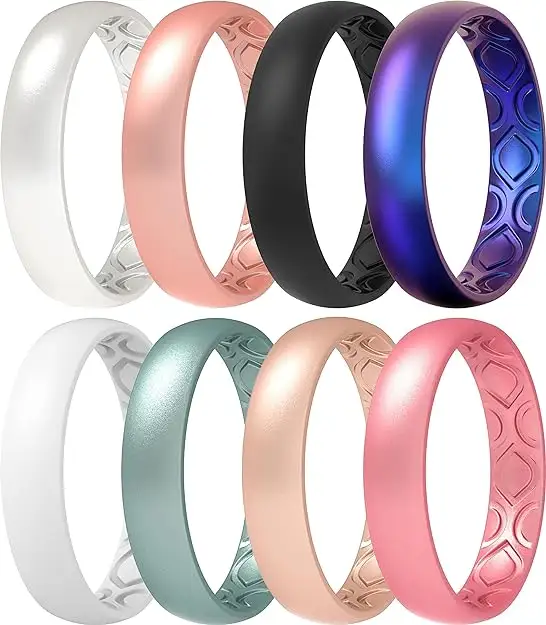 Silicone Wedding Rings for Women -Stackable Silicone Rubber Wedding Bands