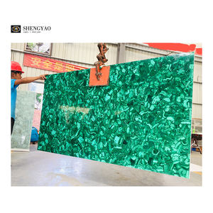 Lastre di marmo verde <span class=keywords><strong>Malachite</strong></span> di pietra semipreziosa lucidata della decorazione della Villa di lusso - Product Image 2