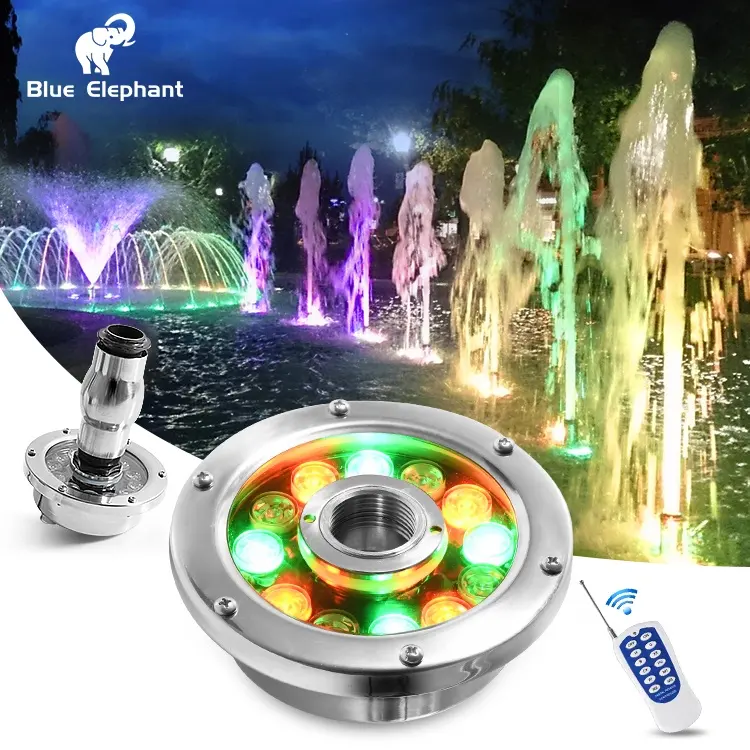 IP68 12W 24W LED RGB Underwater Light Fountain Landscape Lighting Pool Water Inside Control Nozzle Fountain Light