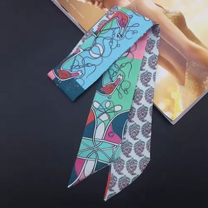 Écharpes personnalisées pour femmes 2023 en satin de soie imprimé numérique, foulard fin en twill pour sacs à main de luxe, accessoire long de printemps - Product Image 4