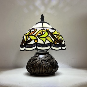 LongHuiJing Tiffany 8 Inch Colored Glass Table Lamp Country Style Reading Table Lamp Suitable for Bedroom Living Room Study - Product Image 1