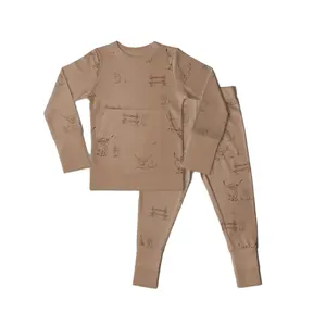Piyama anak rajut kualitas tinggi setelan baju cetak untuk anak-anak tidur dan pakaian kasual untuk musim gugur