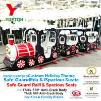 Train électrique de Noël 14 places, train d'attraction commercial pour enfants avec piste de 12*8m, attraction pour enfants de parc à thème