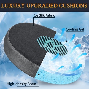 Atmungsaktive schwarze Ersatz-Ohrpolster aus Eisseide, Leder und Eisgel für <span class=keywords><strong>ONEAR</strong></span> OE2/OE2i/SOUNDTRUE BT Sound Link Kopfhörer - Product Image 3