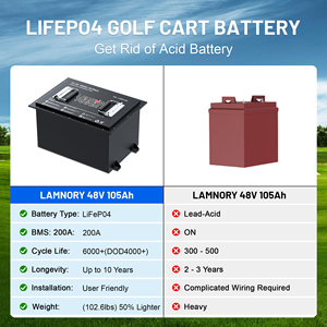 Batería de Litio para Carro de Golf de 48V 105Ah, Batería LiFePO4 de 105Ah 250A con Medidor SOC Bluetooth para CLUB CAR <span class=keywords><strong>Yamaha</strong></span> EZGO - Product Image 6