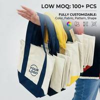 Sac fourre-tout en toile personnalisable avec logo brodé, tendance, pour le shopping quotidien toute l'année, avec poche avant