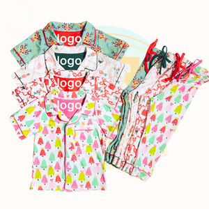 Ensembles de pyjamas en fibre de bambou à motifs de Noël personnalisés, vêtements de nuit pour garçons et filles, tenue de nuit pour enfants, vêtements en coton modal - Product Image 1