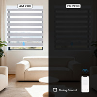 Persianas Enrollables Zebra con Motor Integrado, WiFi Inteligente, Doble Capa, Opacas, para Día y Noche, para Ventanas