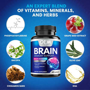 Kapsul nootropik Premium suplemen otak Vegan nootropika kapsul meningkatkan dukungan otak & memori kognitif - Product Image 3