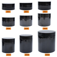 Fabrik Großhandel 50g 60g 80g 100g 120g 150g 200g 250g 500g schwarze Kunststoff-Kosmetik gläser mit Schraub deckel