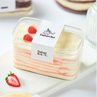 Boîtes à dessert rondes en plastique PE transparent, jetables, recyclables, modernes, pour emballage de gâteaux, tiramisu, pudding, éléphant, oiseau, vente en gros