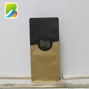 Flache Boden Kraft Lagerung Spezialität Einzelhandel Display Reis Papier Braten Gerösteten Braun Recycling Mit Griff Für Bohnen Dark Kaffee Tasche