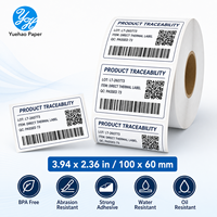 Papel Térmico para Etiquetas, Etiquetas Blancas Largas de 100x60mm, Rollo de Etiquetas Térmicas Directas Autoadhesivas para Códigos de Barras