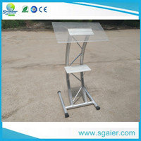 Atril con Superficie Acrílica en Forma de Arco, Podio de Aluminio con Estructura de 290*290 mm