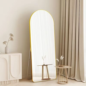 Espejo de pie de cuerpo entero con marco de metal arqueado, diseño moderno, ecológico, hecho a mano, para dormitorio, sala de estar y baño - Product Image 1