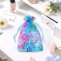 Sacs cadeaux en organza corail coloré transparent avec cordon de serrage pour bijoux, bonbons de mariage et Saint-Valentin